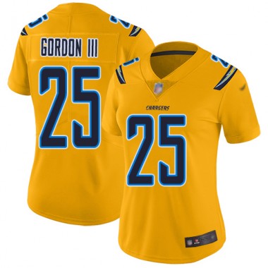 Los Angeles Chargers NFL Football Melvin Gordon Gold Jersey Women Limited #25 Inverted Legend->women nfl jersey->Women Jersey